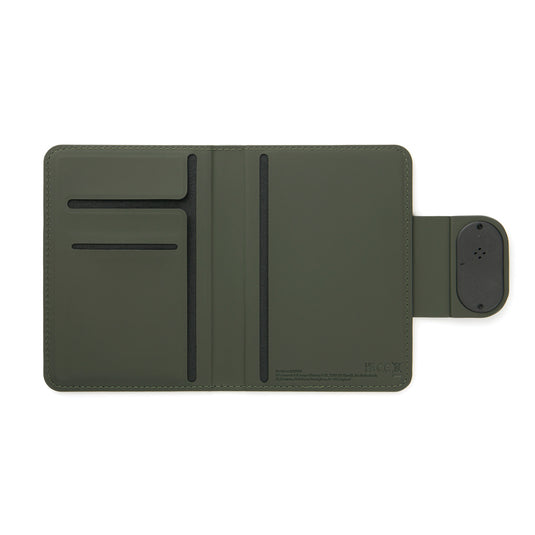Vinga Baltimore RCS passport cover with finder for phone and tablet accessories, black leather with embossed logo details.