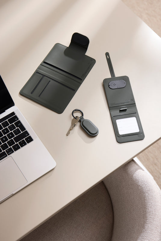 Vinga Baltimore RCS passport cover with finder for phone and tablet accessories, black leather with RFID blocking features.