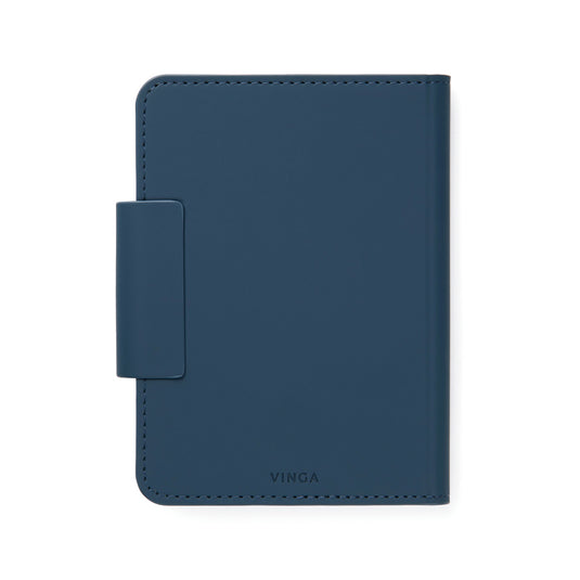 Vinga Baltimore RCS passport cover with finder for phone and tablet accessories, black leather with embossed logo detail