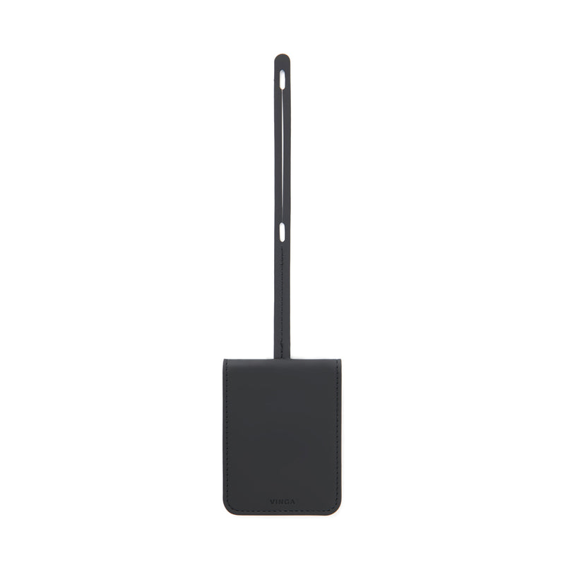 Load image into Gallery viewer, Vinga Baltimore RCS luggage tag with finder attachment, designed for phones and tablets, featuring a durable plastic body and adjustable strap.
