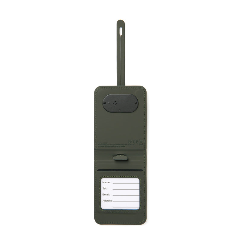 Load image into Gallery viewer, Vinga Baltimore RCS luggage tag with finder for phone and tablet accessories, black with clear identification window.
