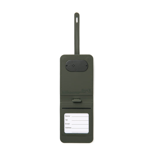 Vinga Baltimore RCS luggage tag with finder for phone and tablet accessories, black with clear identification window.