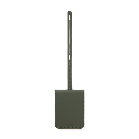 Vinga Baltimore RCS luggage tag with finder, durable leather strap, and clear identification window for travel accessories.