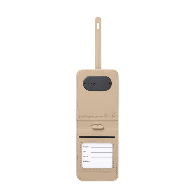 Load image into Gallery viewer, Vinga Baltimore RCS luggage tag with finder feature, attached to a suitcase, designed for phone and tablet accessories.
