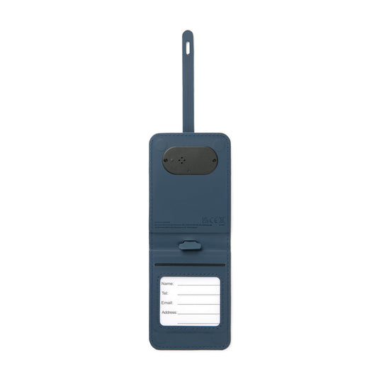 Vinga Baltimore RCS luggage tag with finder for phone and tablet accessories, featuring a sleek black design and adjustable strap.