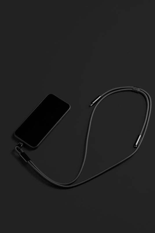 Vinga Baltimore RCS phone and tablet charging cable with cord, black, durable accessory for fast device charging and data transfer.