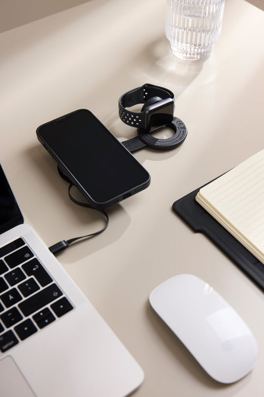 Vinga Baltimore RCS 2-in-1 wireless travel charger for phones and tablets, 15W, compact design, charging multiple devices.
