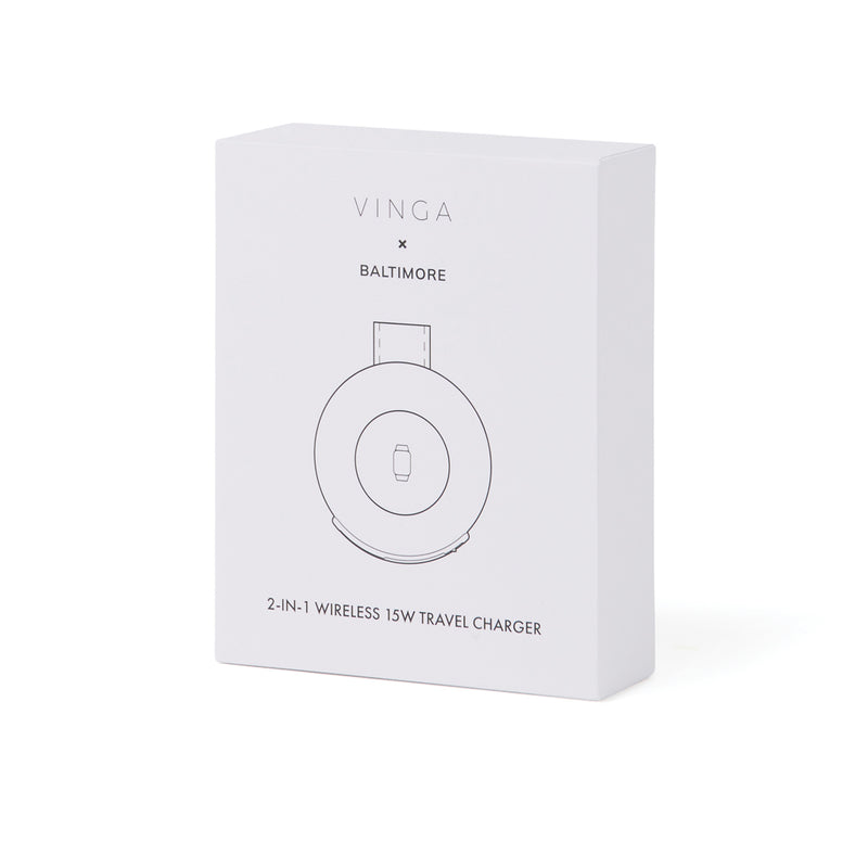 Load image into Gallery viewer, Vinga Baltimore RCS 2-in-1 wireless travel charger for phone and tablet, 15W, compact and portable accessory.
