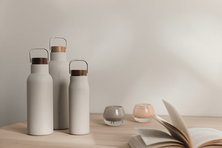 Ciro RCS recycled vacuum bottle 300ml by Vinga, stainless steel drinkware with a sleek design, showing the bottle's lid and body.