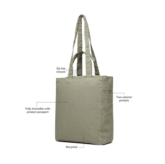 Hil AWARE™ recycled canvas zip tote