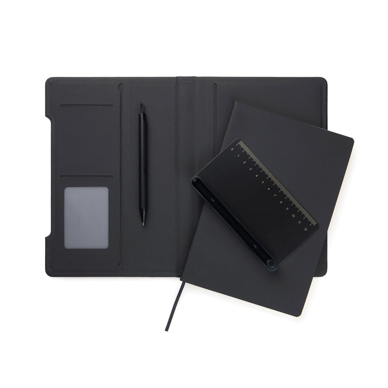 Load image into Gallery viewer, Vinga Baltimore RCS 4-in-1 refillable notebook with black cover and multiple sections for writing, note-taking, and organization.
