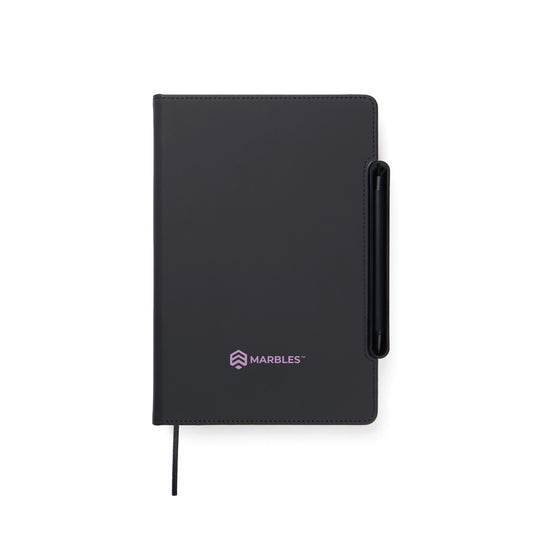Vinga Baltimore RCS 4-in-1 refillable notebook with black cover and multiple pages for writing and organization.