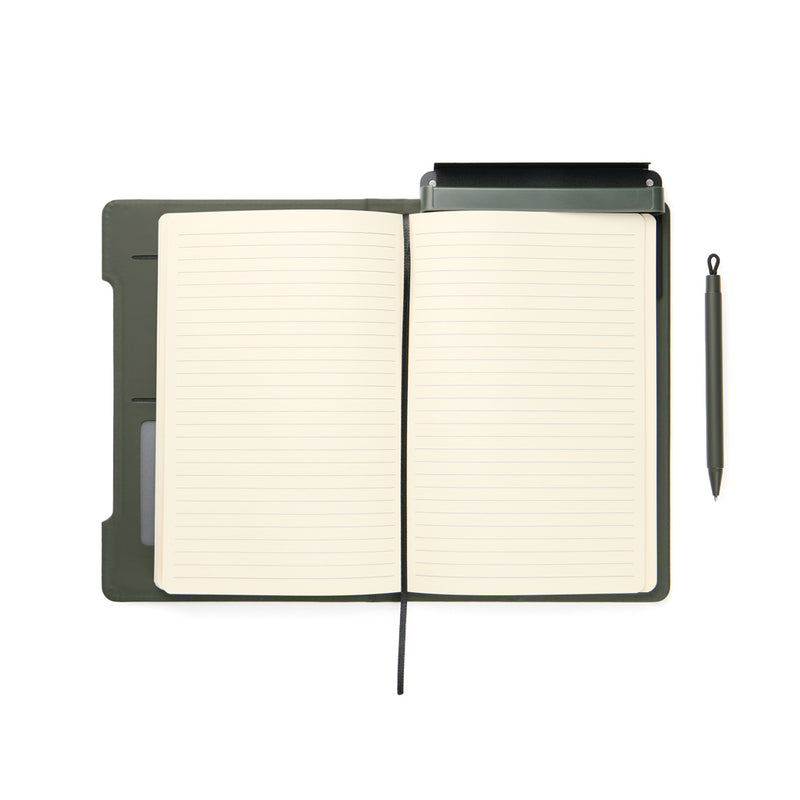 Load image into Gallery viewer, Vinga Baltimore RCS 4-in-1 refillable notebook with black cover and multiple paper inserts, designed for writing and organization.
