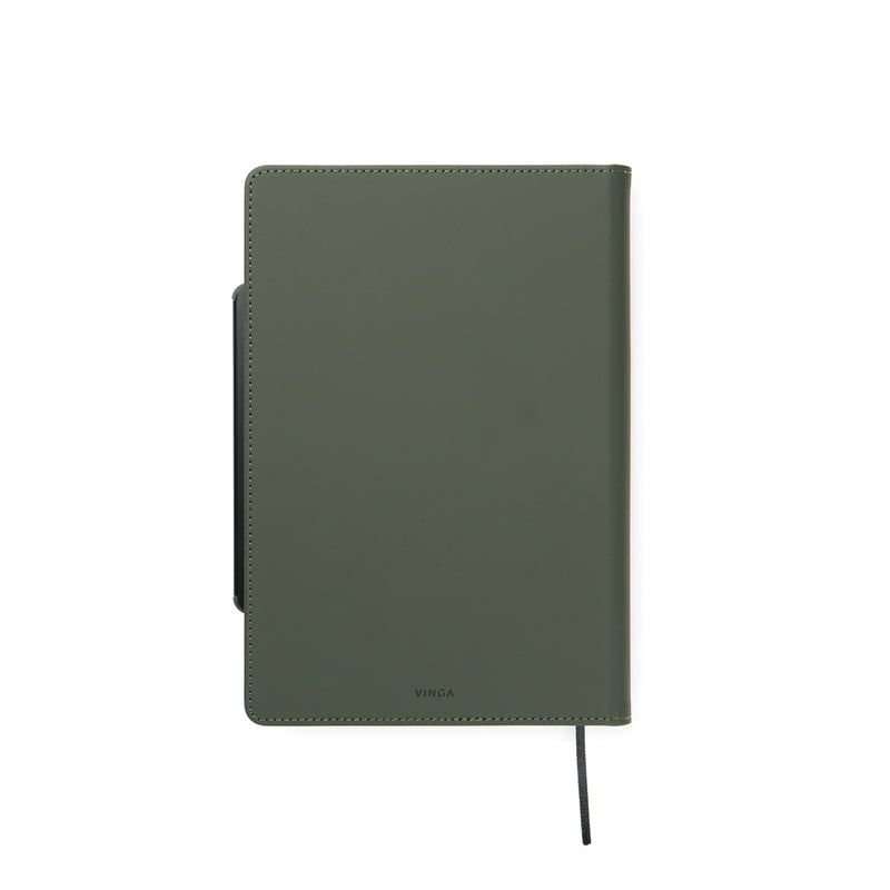 Load image into Gallery viewer, Vinga Baltimore RCS 4-in-1 refillable notebook with black cover and multiple paper sections for writing and note-taking.
