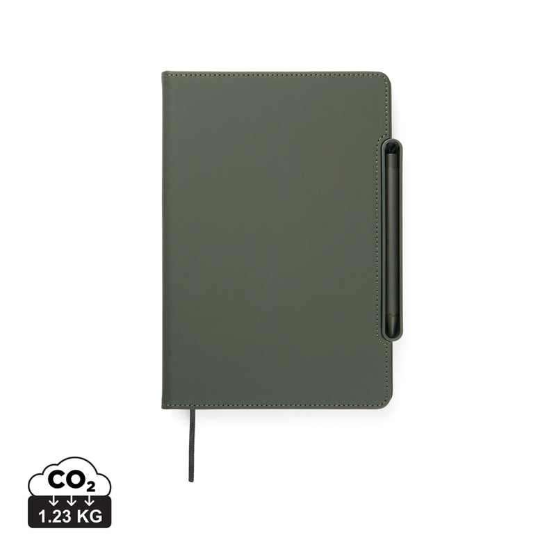 Load image into Gallery viewer, Vinga Baltimore RCS 4-in-1 refillable notebook with black cover and multiple sections for writing and organization.
