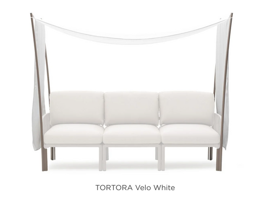 Komodo Ombra 3 Sunshade accessory for Nardi sofa, showcasing white Velowhite fabric and stylish design for outdoor shading