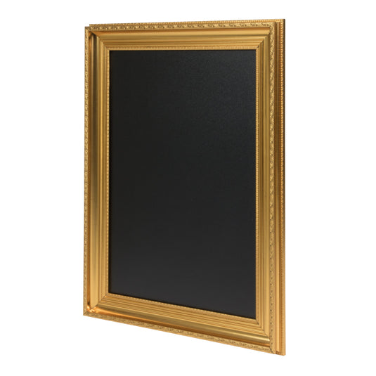 Securit Christmas Gold Menu Board Set - Gold Framed Wall Chalkboard 83x63 cm + Gold, Silver, Red, Green & White Markers + Christmas Stencils