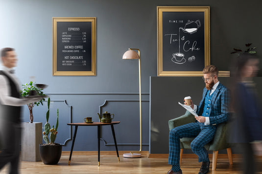 Securit Wall Chalkboards - Gold - Gold 97x73x5cm - in use