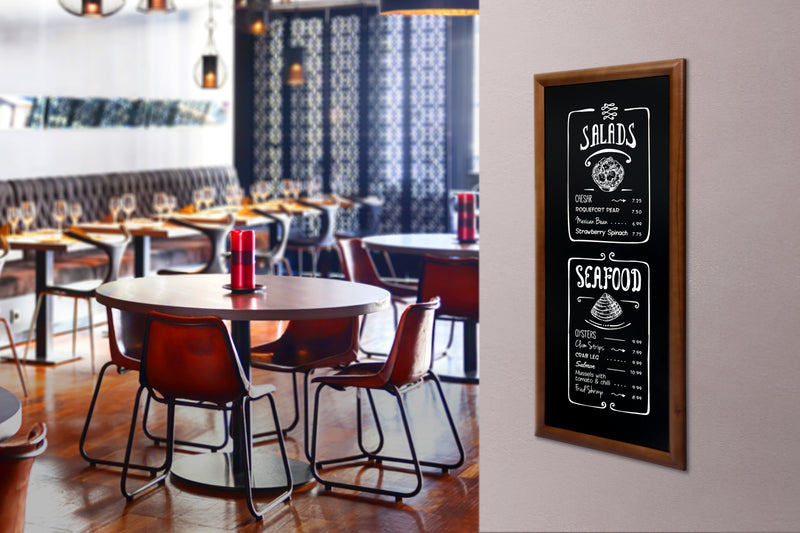 Load image into Gallery viewer, Securit Wall Chalkboards - Long - Dark Brown 120x56x2,5cm - in use
