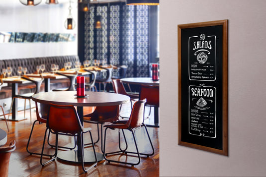 Securit Wall Chalkboards - Long - Dark Brown 120x56x2,5cm - in use