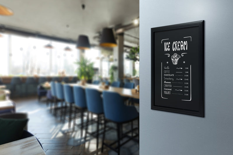 Load image into Gallery viewer, Securit Chalkboard Set - Universal Wall Chalkboard in Black 60x80 cm - Board + Waterproof Markers + Cleaner - in use
