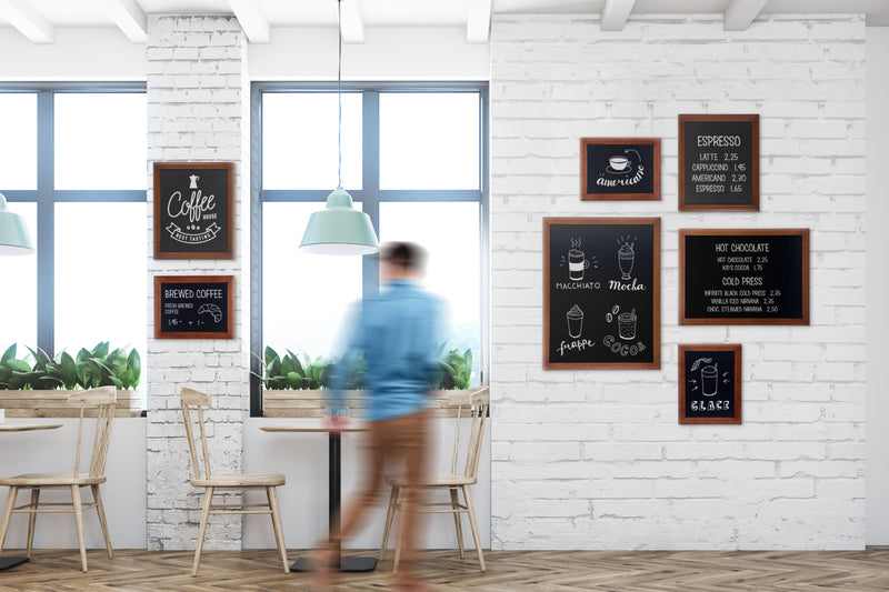 Load image into Gallery viewer, Securit Chalkboard Set - Universal Wall Chalkboard in Mahogany 70x90 cm - Board + Waterproof Markers + Cleaner
