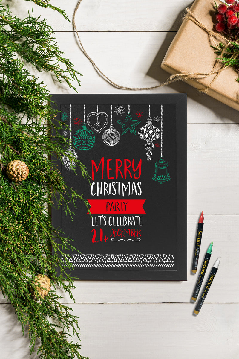 Load image into Gallery viewer, Securit Wall Chalkboards - Woody - Black 40x30x1cm - Pack of 6 - in use
