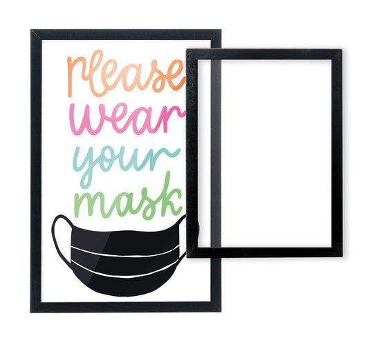 Securit Chalkboard Set - Large Woody Transparent Wall Chalkboard in Black 40x60 cm (Pack of 6) - Boards + Waterproof Markers + Cleaner