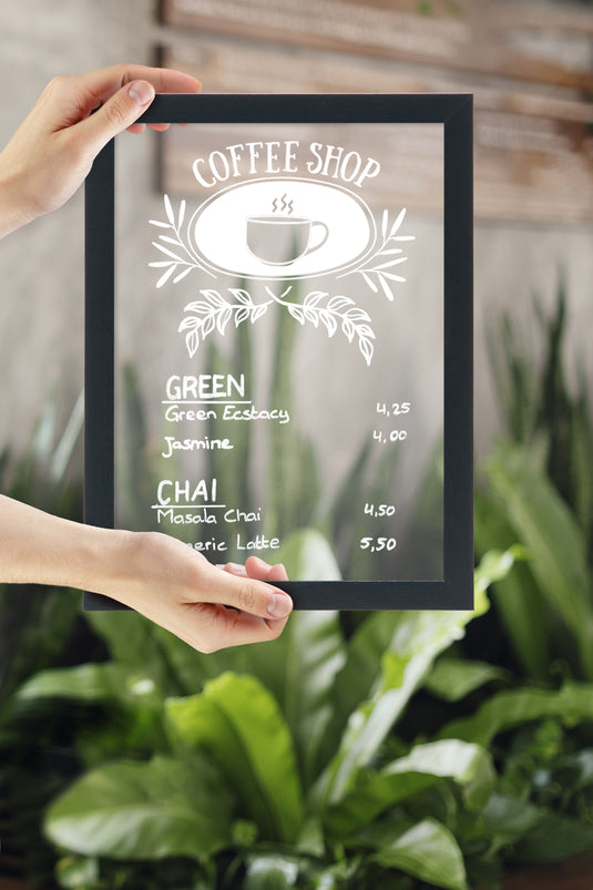 Securit Wall Chalkboards - Woody Transparent - White 40x30x1cm - Pack of 6 - in use