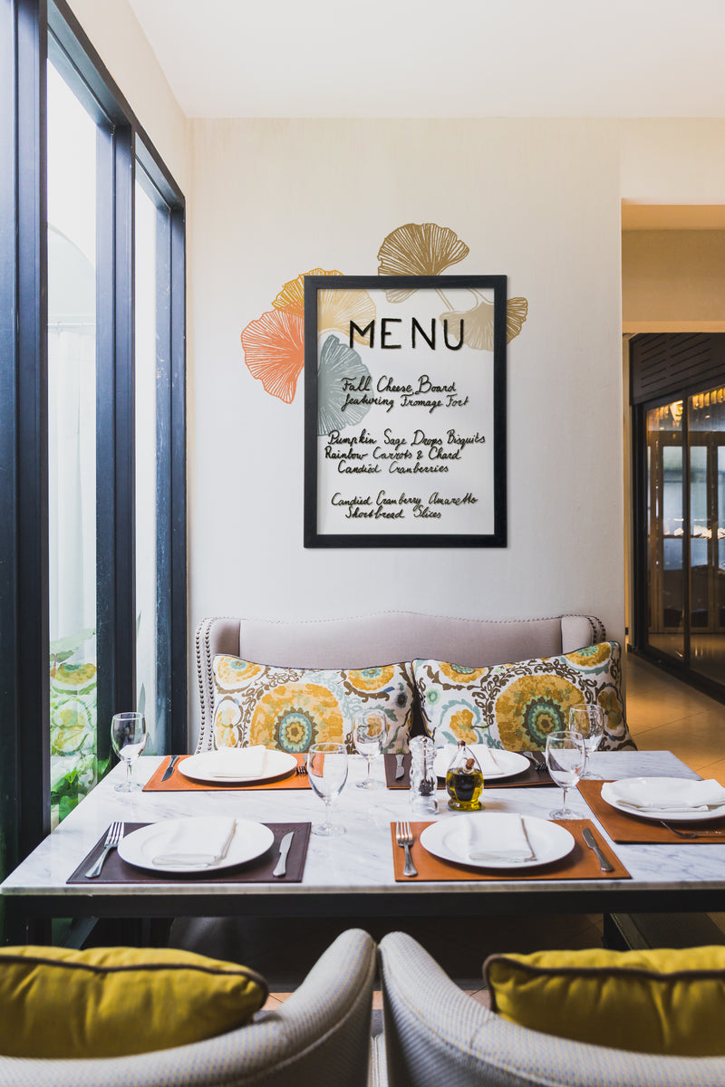 Load image into Gallery viewer, Securit Wall Chalkboards - Woody Transparent - White 60x40x1cm - Pack of 6 - in use
