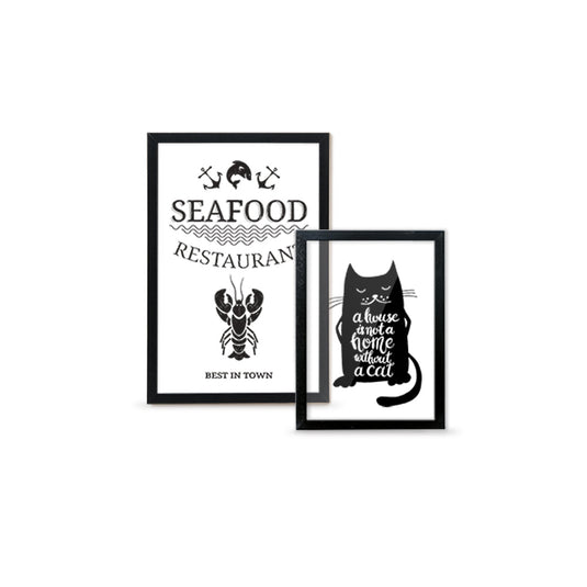 Securit Chalkboard Set - Large Woody Transparent Wall Chalkboard in Black 40x60 cm (Pack of 6) - Boards + Waterproof Markers + Cleaner