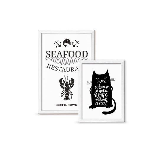 Securit Chalkboard Set - Medium Woody White Wall Chalkboard 30x40 cm (Pack of 6) - Boards + Waterproof Markers + Cleaner
