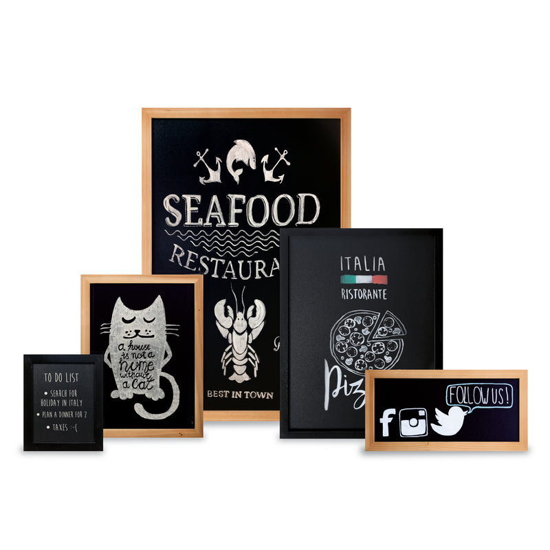 Load image into Gallery viewer, Securit Wall Chalkboards - Woody - Black 40x30x1cm - Pack of 6
