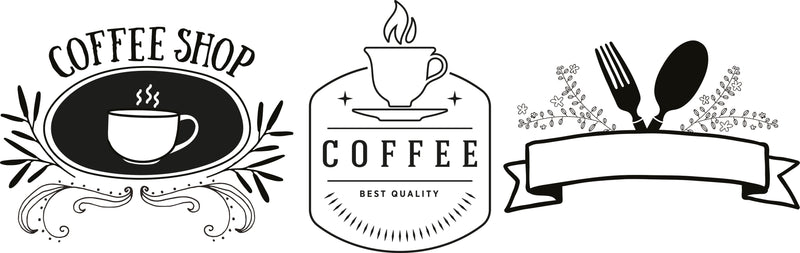 Load image into Gallery viewer, Securit Chalkmarkers - Window Stencils - A2 Coffee &amp; Restaurant Window Designs - White - Pack of 6
