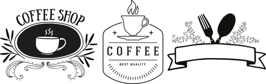 Securit Chalkmarkers - Window Stencils - A2 Coffee & Restaurant Window Designs - White - Pack of 6