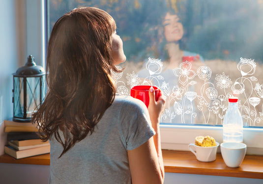 Securit Chalkmarkers - Window Stencils - White 42x29,7x0,001cm - Pack of 6 - in use