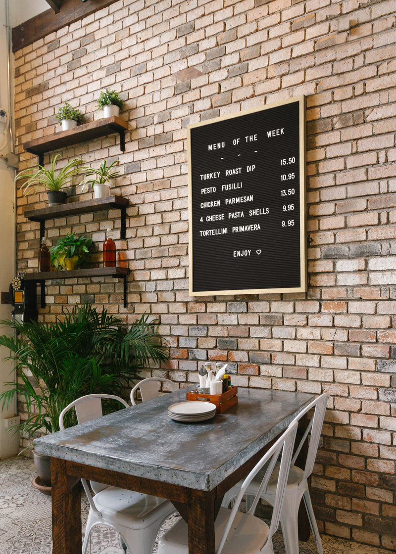 Load image into Gallery viewer, Securit Wall Board - Letter Board - Teak 80x60x2cm - Pack of 6 - in use
