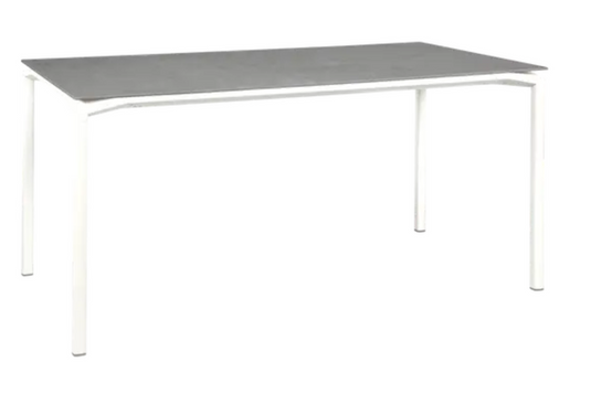 Fermob CALVI Creta Mineral dining table, 160 x 80 cm, white color, six-seater with durable mineral surface, perfect for dining rooms.