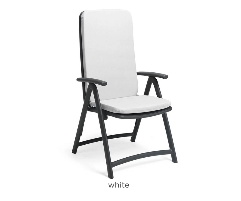 Load image into Gallery viewer, White Darsena armchair cushion by Nardi, soft fabric with tufted design, perfect for outdoor or indoor seating comfort.
