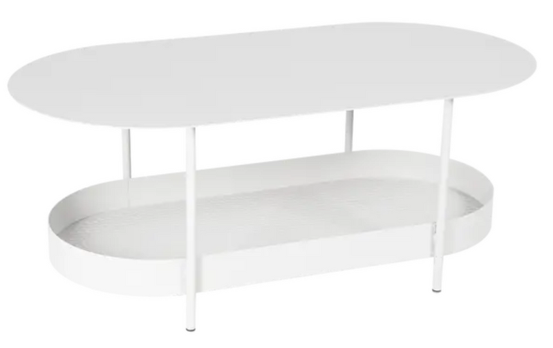 Load image into Gallery viewer, White Salsa low table by Fermob, 113x58cm, featuring a modern design with a smooth surface and sturdy legs.
