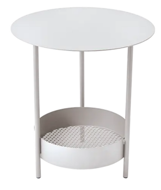 White Fermob Salsa pedestal side table, outdoor furniture with sleek design, perfect for patio or garden spaces