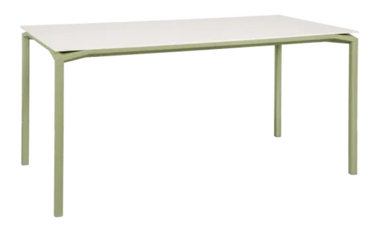 Load image into Gallery viewer, Willow green Fermob CALVI AERIS mineral dining table, 160 x 80 cm, six-seater, outdoor metal table with sleek design
