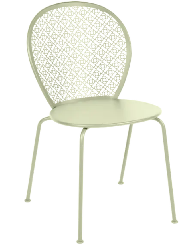 Load image into Gallery viewer, Willow green Fermob Lorette outdoor metal chair with a stylish design for garden or patio seating.
