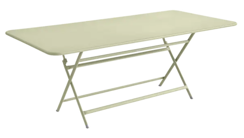 Load image into Gallery viewer, Willow green Fermob Caractère foldable outdoor table, 190x90 cm, eight-seater, suitable for outdoor dining and gatherings.
