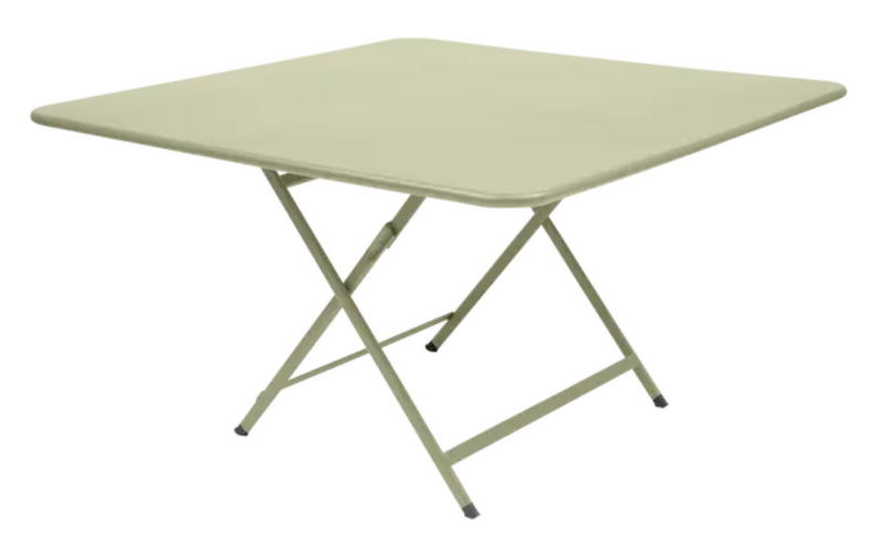 Load image into Gallery viewer, Willow green Fermob Caractère foldable outdoor table, 128x128 cm, eight-seater, suitable for outdoor dining and gatherings.
