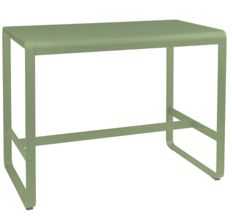 Load image into Gallery viewer, Willow green Fermob Bellevie high lounge table measuring 140x80 cm, outdoor metal furniture with sleek design.
