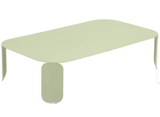 Willow Green Fermob Bebop low outdoor table 120x70 cm with 42 cm height, stylish and durable outdoor furniture piece.