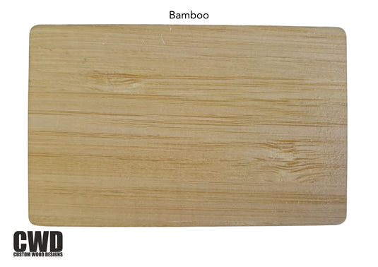 Eco-friendly Bamboo wooden hotel key card with RFID chip, available for engraving or full-color printing.