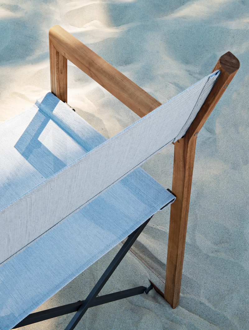 Load image into Gallery viewer, Fermob ZÉNITH Teak folding armchair with a director’s style design, lightweight and portable for outdoor use.
