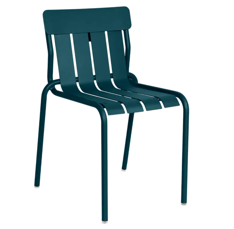 Load image into Gallery viewer, Fermob Stripe Chair, a stackable outdoor metal dining chair with colorful striped design, suitable for patio or garden use.
